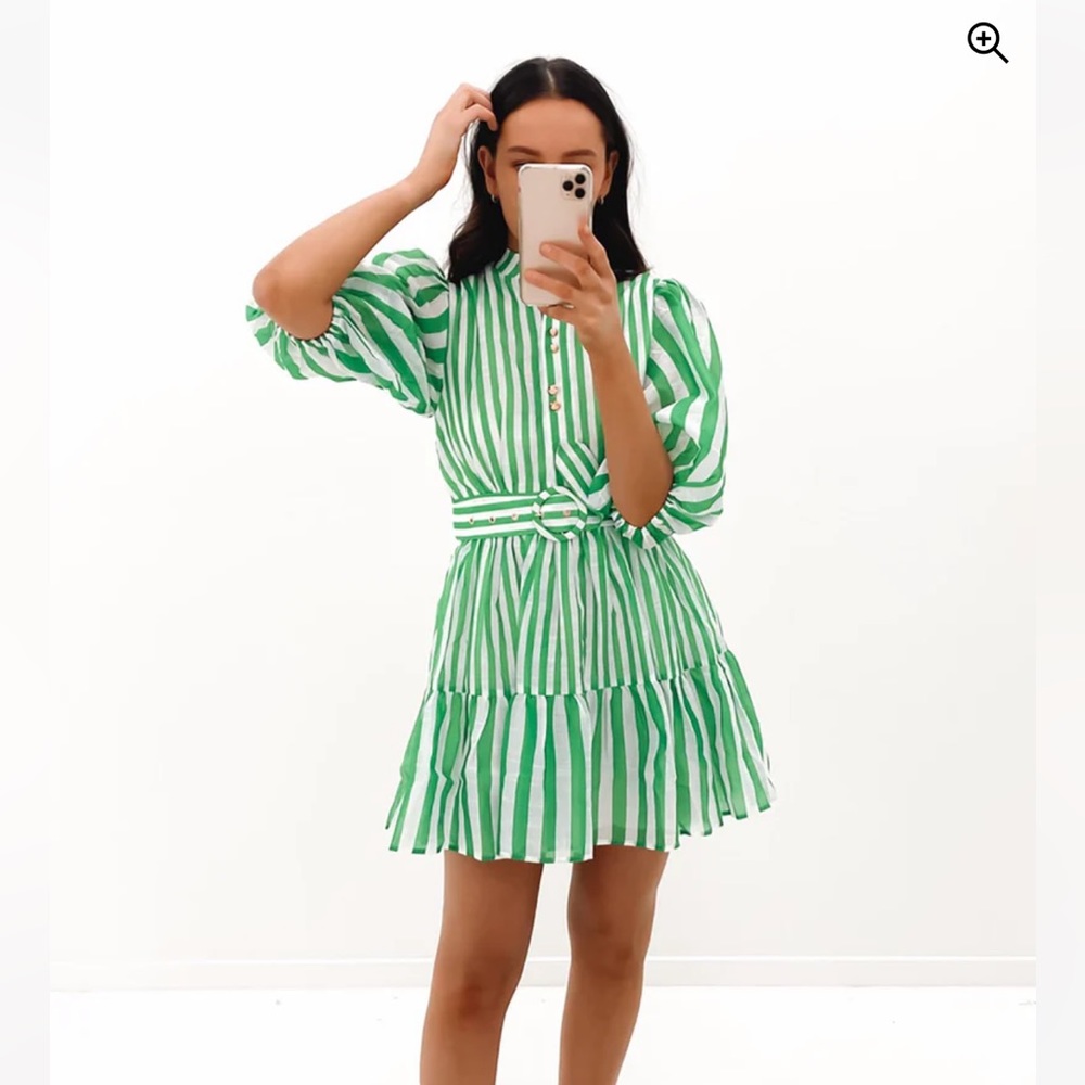 passion fusion alexis mini dress green stripe